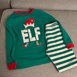 Elf Themed Kids Pajamas - Green and Red